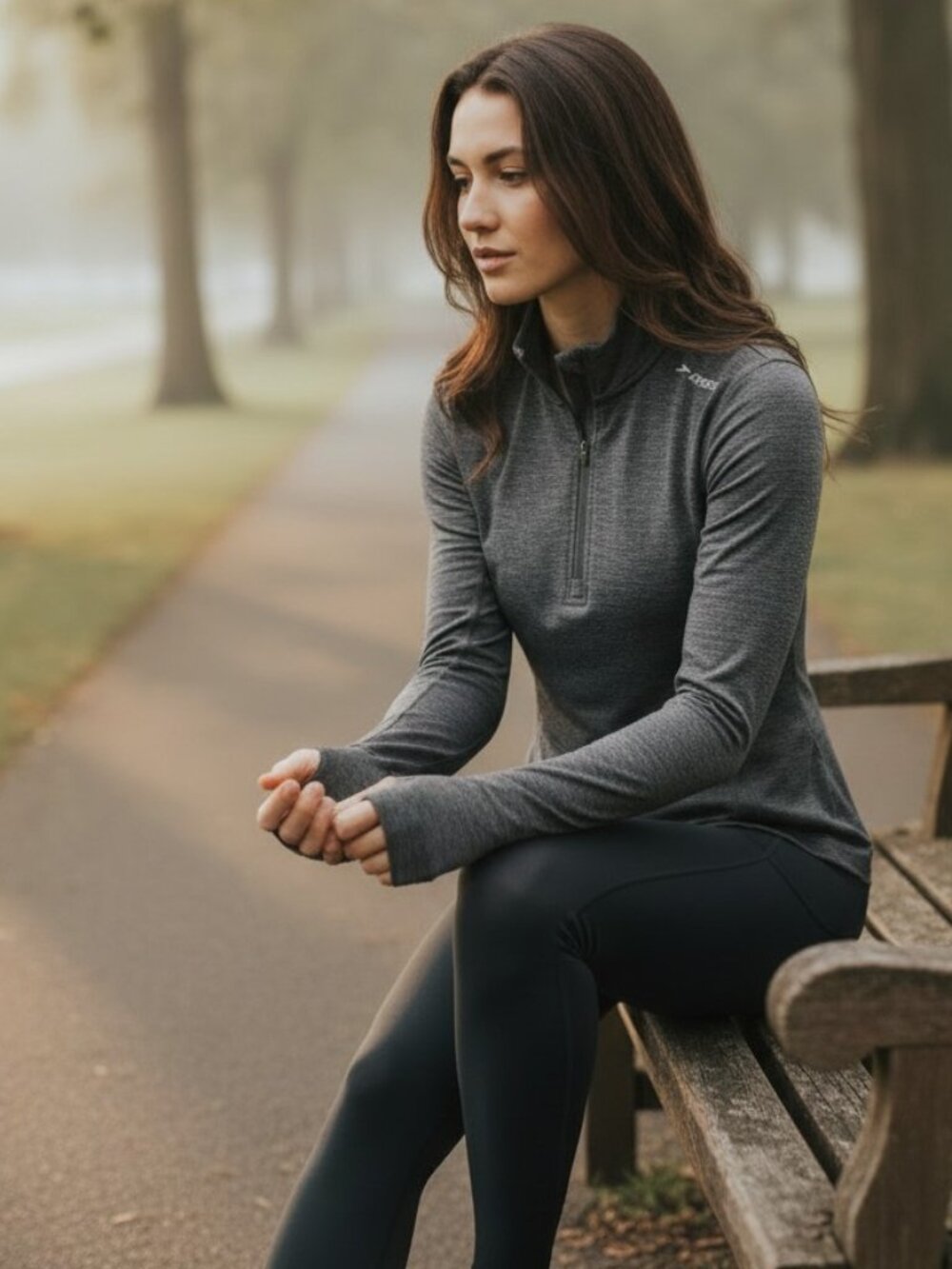 Brooks Gray Quarter Zip Running Top Women’s Small Thumbhole Athletic Pullover